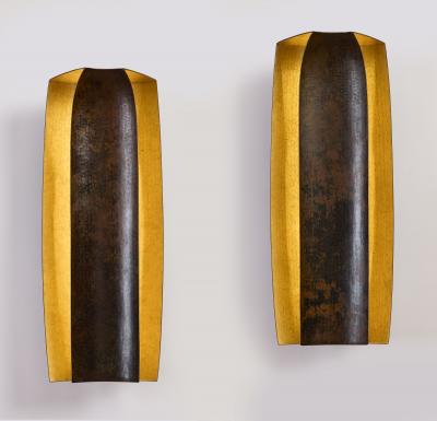 Herv Wahlen Pair of Gold Leaf Sconces by Herve Wahlen France 2021