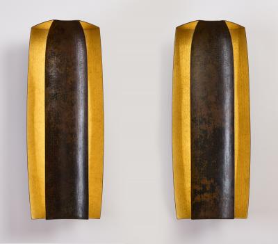 Herv Wahlen Pair of Gold Leaf Sconces by Herve Wahlen France 2021