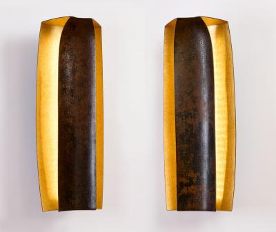 Herv Wahlen Pair of Gold Leaf Sconces by Herve Wahlen France 2021