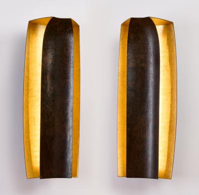 Herv Wahlen Pair of Gold Leafed Sconces by Herve Wahlen