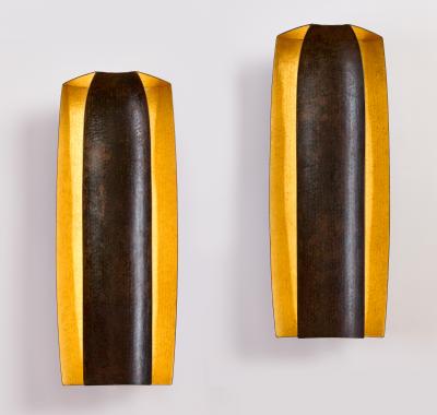 Herv Wahlen Pair of Gold Leafed Sconces by Herve Wahlen