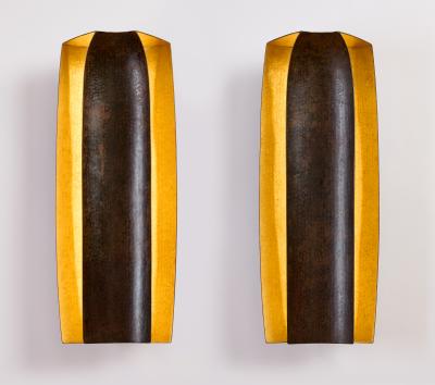 Herv Wahlen Pair of Gold Leafed Sconces by Herve Wahlen