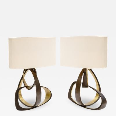 Herve Van Der Straeten Chic Pair of Bronze Volubile Table Lamps 2007