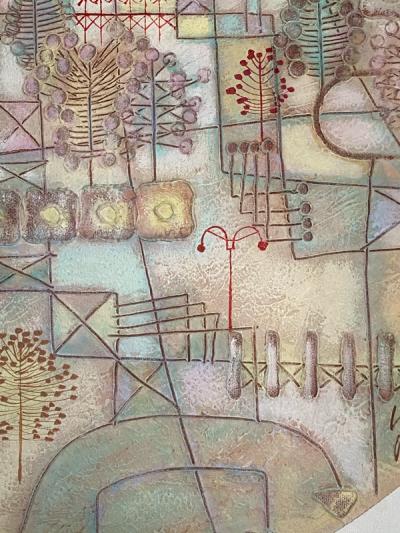 Heshi Yu MODERNIST VILLAGE PAINTING BY HESHI YU