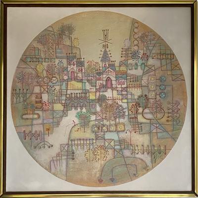 Heshi Yu MODERNIST VILLAGE PAINTING BY HESHI YU