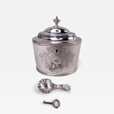 Hester Bateman Hester Bateman English Georgian Neoclassical Tea Caddy with Spoon 1784