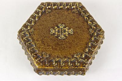 Hexagonal 19th Century Wooden Jewelry Box Handpainted Austria ca 1890