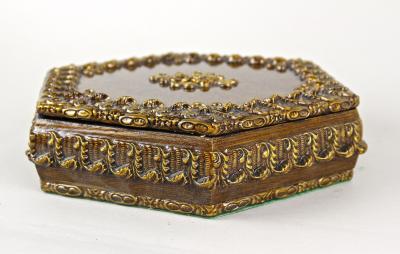 Hexagonal 19th Century Wooden Jewelry Box Handpainted Austria ca 1890