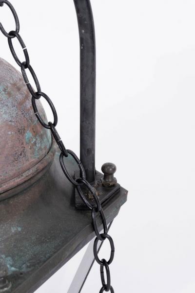 Hexagonal Glass Paneled Domed Verdigris Green Copper Lantern