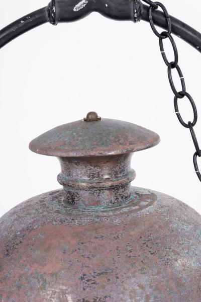 Hexagonal Glass Paneled Domed Verdigris Green Copper Lantern