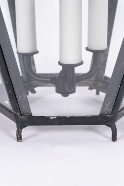 Hexagonal Glass Paneled Domed Verdigris Green Copper Lantern