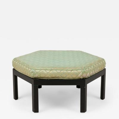 Hexagonal Park Wood Ottoman with Mint Green Upholstered Cushion
