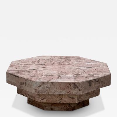 Hexagonal Stacked Pink Marble Coffee Table Italy 1970