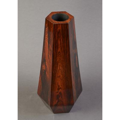 Hexagonal Tall Vessel in Beautifully Grained Veneered Wood
