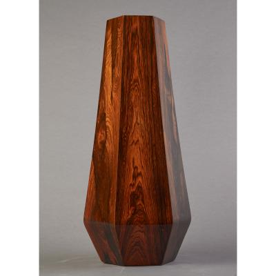 Hexagonal Tall Vessel in Beautifully Grained Veneered Wood