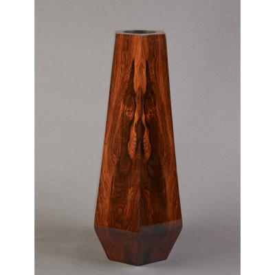 Hexagonal Tall Vessel in Beautifully Grained Veneered Wood