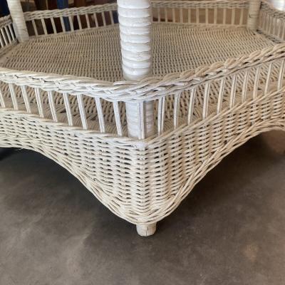 Hexagonal White Wicker Table
