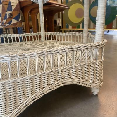 Hexagonal White Wicker Table
