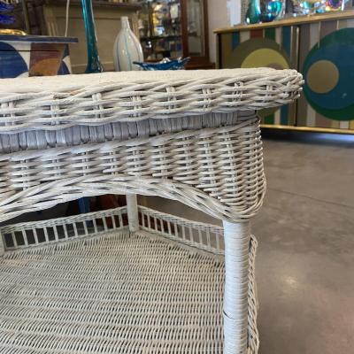 Hexagonal White Wicker Table