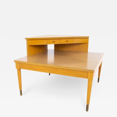 Heywood Wakefield Mid Century 2 Tier Corner Table with Drawer