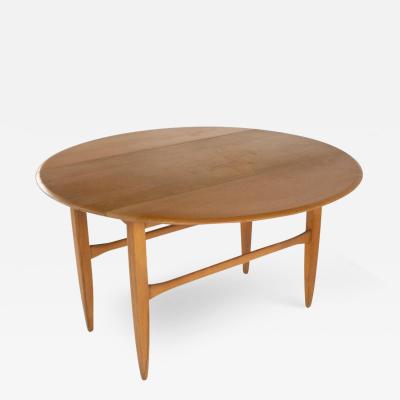 Heywood Wakefield Mid Century Maple Wheat Round Drop Leaf Dining Table