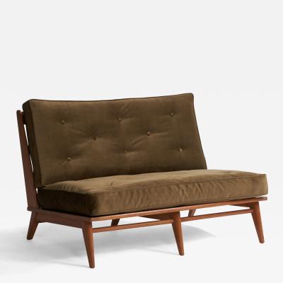 Heywood Wakefield Settee with Maple and Velvet USA 1950s