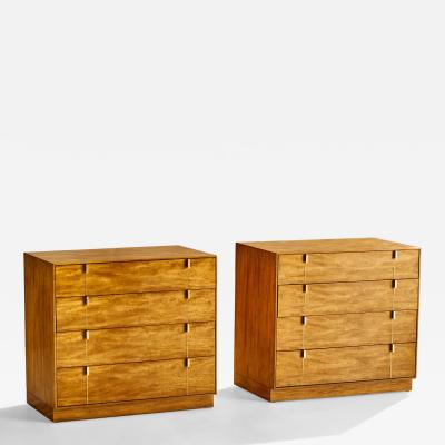 Hickory Manufacturing Chests of Drawers with Hickory and Brass USA 1980s