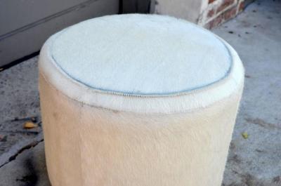 Hide Covered Cylinder Ottoman Stool