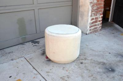 Hide Covered Cylinder Ottoman Stool