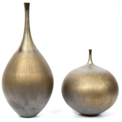 Hideaki Miyamura Tall Vase by Hideaki Miyamura in Bronze Glaze