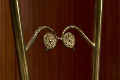 High Back Chiavari Chair in Patinated Brass and Embroidery Italy 1960s