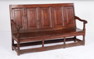 High Back Oak Tavern Bench
