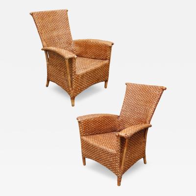 High Back Rattan Armchairs