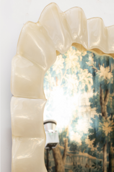 High Gloss Creamy Murano Glass Mirror