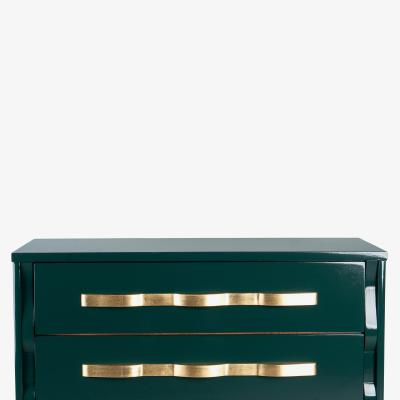 High Gloss Hunter Green Gilt Mid Century 3 Drawer Sideboard Dresser