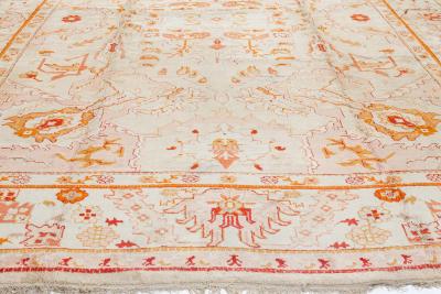 High Quaity Antique Turkish Oushak Botanic Handwoven Wool Rug