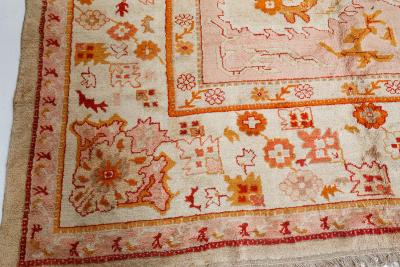 High Quaity Antique Turkish Oushak Botanic Handwoven Wool Rug