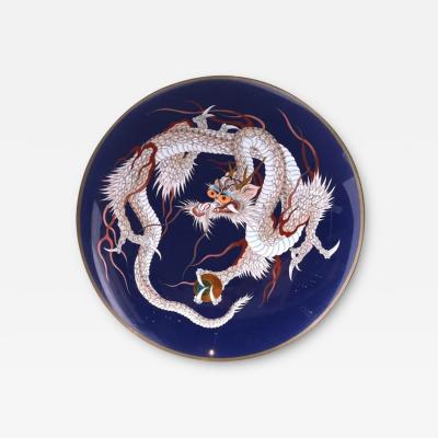 High Quality Antique Meiji Japanese Cloisonne Enamel Dragon Charger Plate