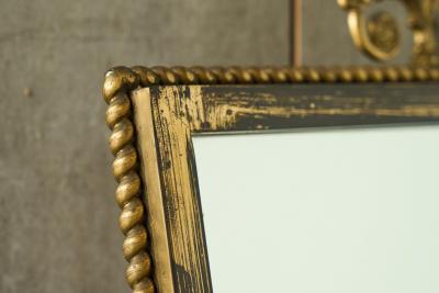 High Quality Neoclassical Louis XVI Style Mirror in Patinated Brass 1960s