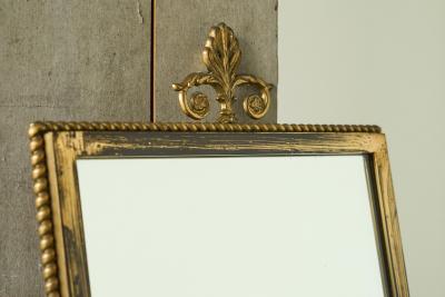 High Quality Neoclassical Louis XVI Style Mirror in Patinated Brass 1960s