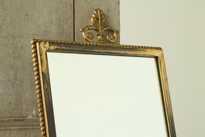 High Quality Neoclassical Louis XVI Style Mirror in Patinated Brass 1960s