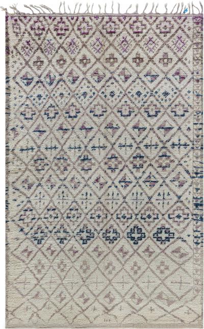 High Quality Vintage Moroccan Rug in Beige Blue Purple