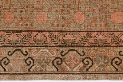 High Quality Vintage Samarkand Khotan Botanic Handmade Wool Carpet
