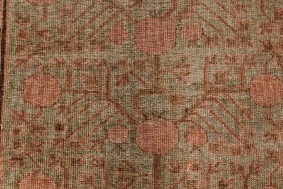 High Quality Vintage Samarkand Khotan Botanic Handmade Wool Carpet