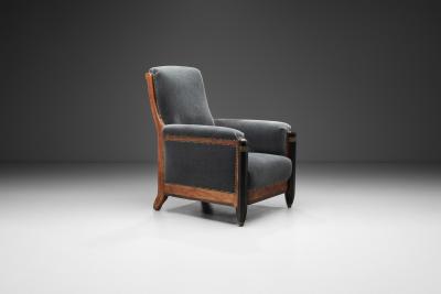 High back Art Deco Lounge Chair with Brass Elements France circa 1930s