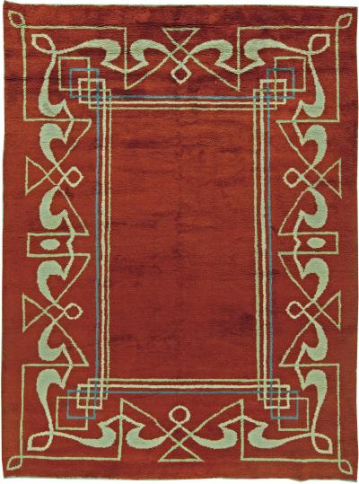 High quality Art Deco Red Brown Handmade Wool Rug