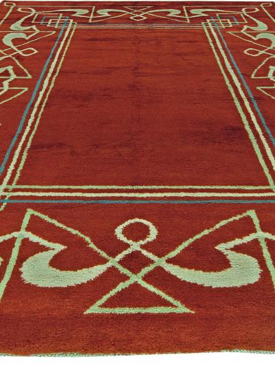 High quality Art Deco Red Brown Handmade Wool Rug