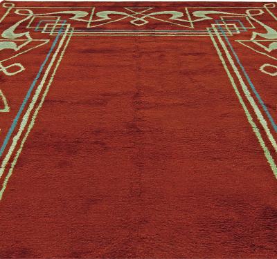 High quality Art Deco Red Brown Handmade Wool Rug
