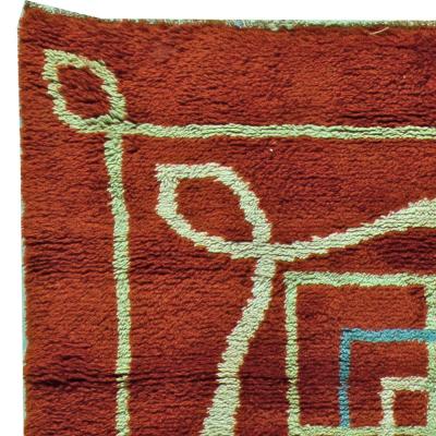 High quality Art Deco Red Brown Handmade Wool Rug