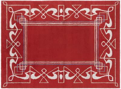 High quality Art Deco Red Brown Handmade Wool Rug
